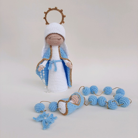 Nossa Senhora das Graças + Terço Crochê - Amigurumi