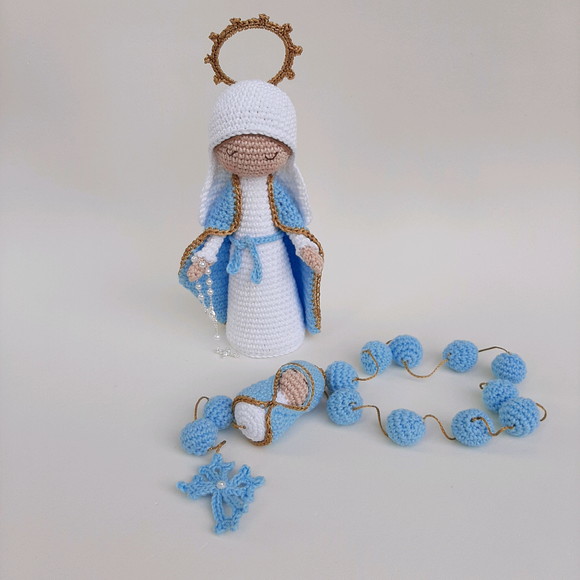 Nossa Senhora das Graças + Terço Crochê - Amigurumi - Imagem 3