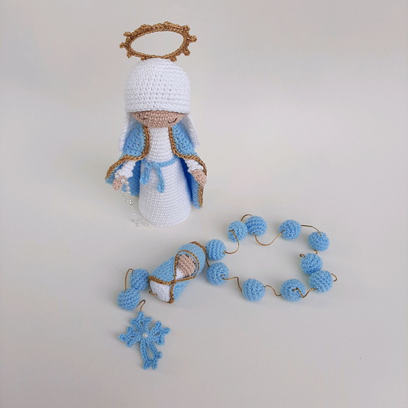 Nossa Senhora das Graças + Terço Crochê - Amigurumi - Imagem 2