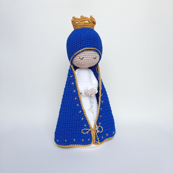 Nossa Senhora de Crochê Alongada Amigurumi Santinha - Imagem 2
