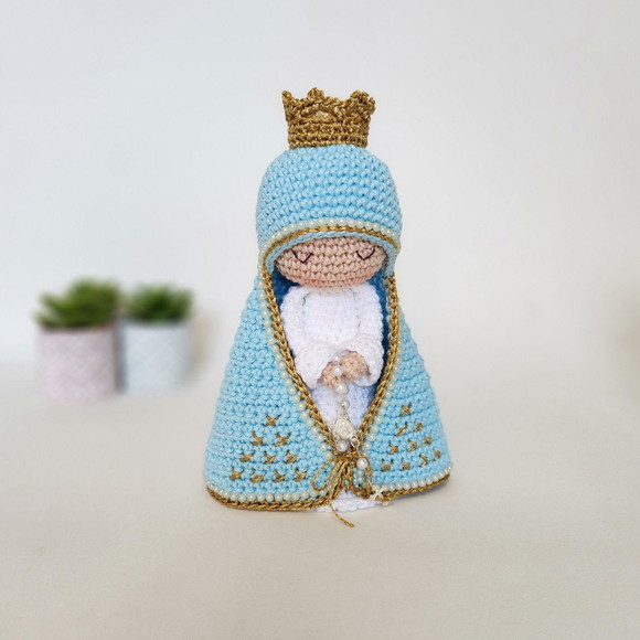 Nossa Senhora de Crochê Amigurumi Santinha - Imagem 2