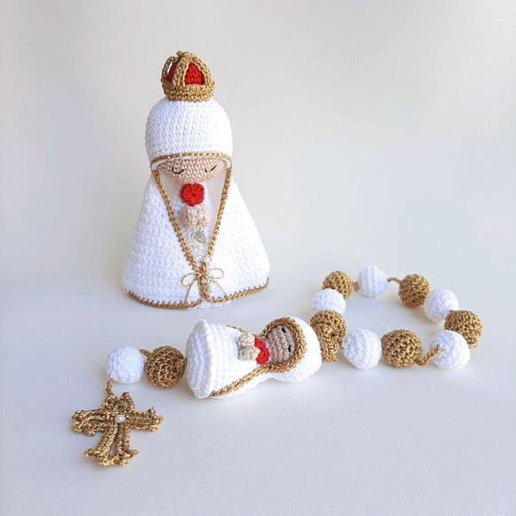 Nossa Senhora de Fátima + Terço Crochê - Amigurumi - Imagem 4