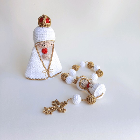 Nossa Senhora de Fátima + Terço Crochê - Amigurumi - Imagem 3