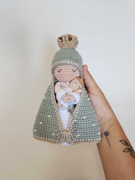 Nossa Senhora e Menino Jesus Crochê Amigurumi - Imagem 4