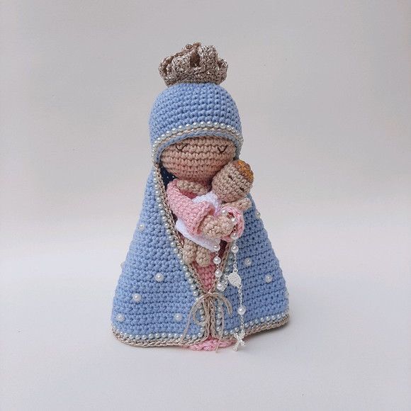 Nossa Senhora e Menino Jesus Crochê Amigurumi - Imagem 3