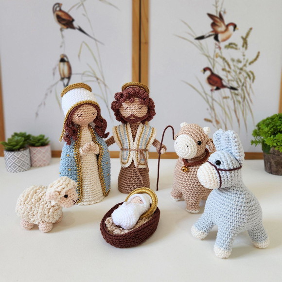 Presépio Sagrada Família Amigurumi Crochê