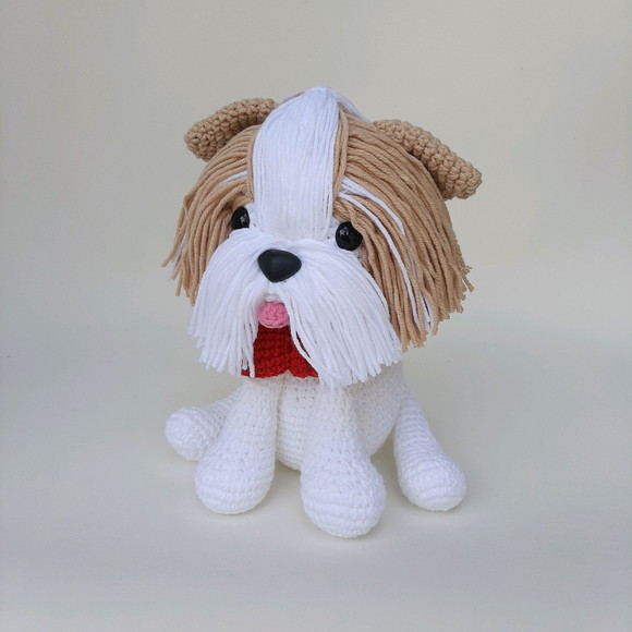Shihtzu Cãozinho de Crochê Amigurumi - Imagem 5