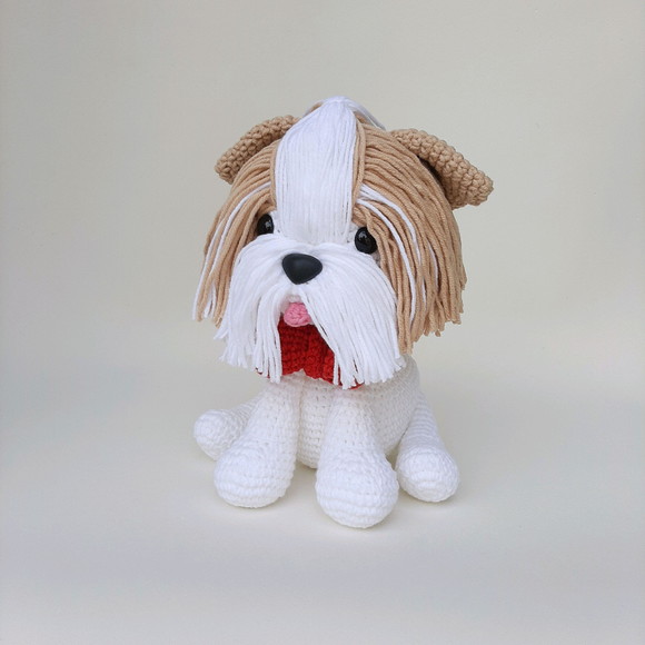 Shihtzu Cãozinho de Crochê Amigurumi - Imagem 4