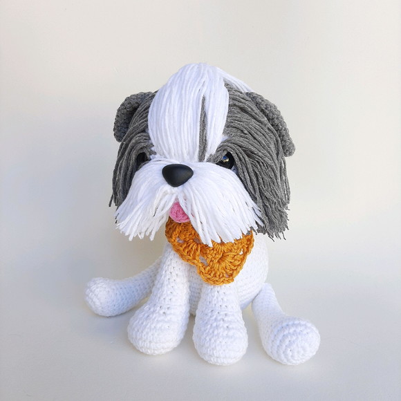 Shihtzu Cãozinho de Crochê Amigurumi - Imagem 5