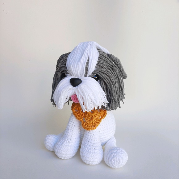Shihtzu Cãozinho de Crochê Amigurumi - Imagem 4