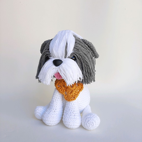 Shihtzu Cãozinho de Crochê Amigurumi - Imagem 3