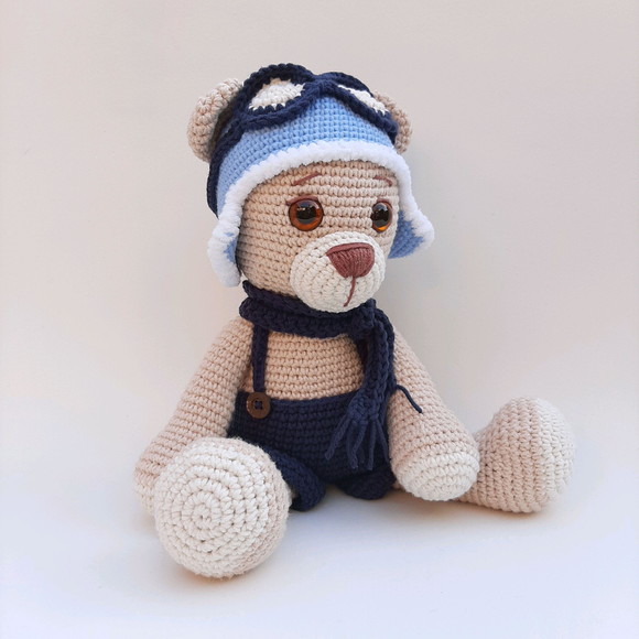 Ursinho Aviador de Crochê Amigurumi - Imagem 2