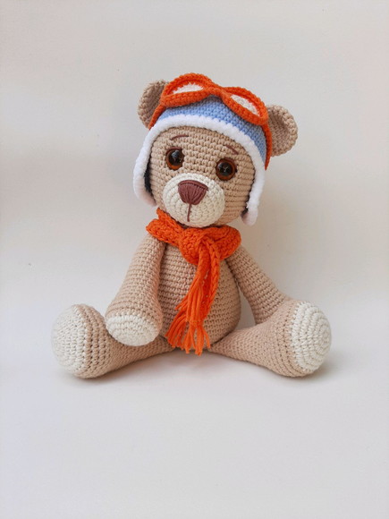 Ursinho Aviador de Crochê Amigurumi - Imagem 3