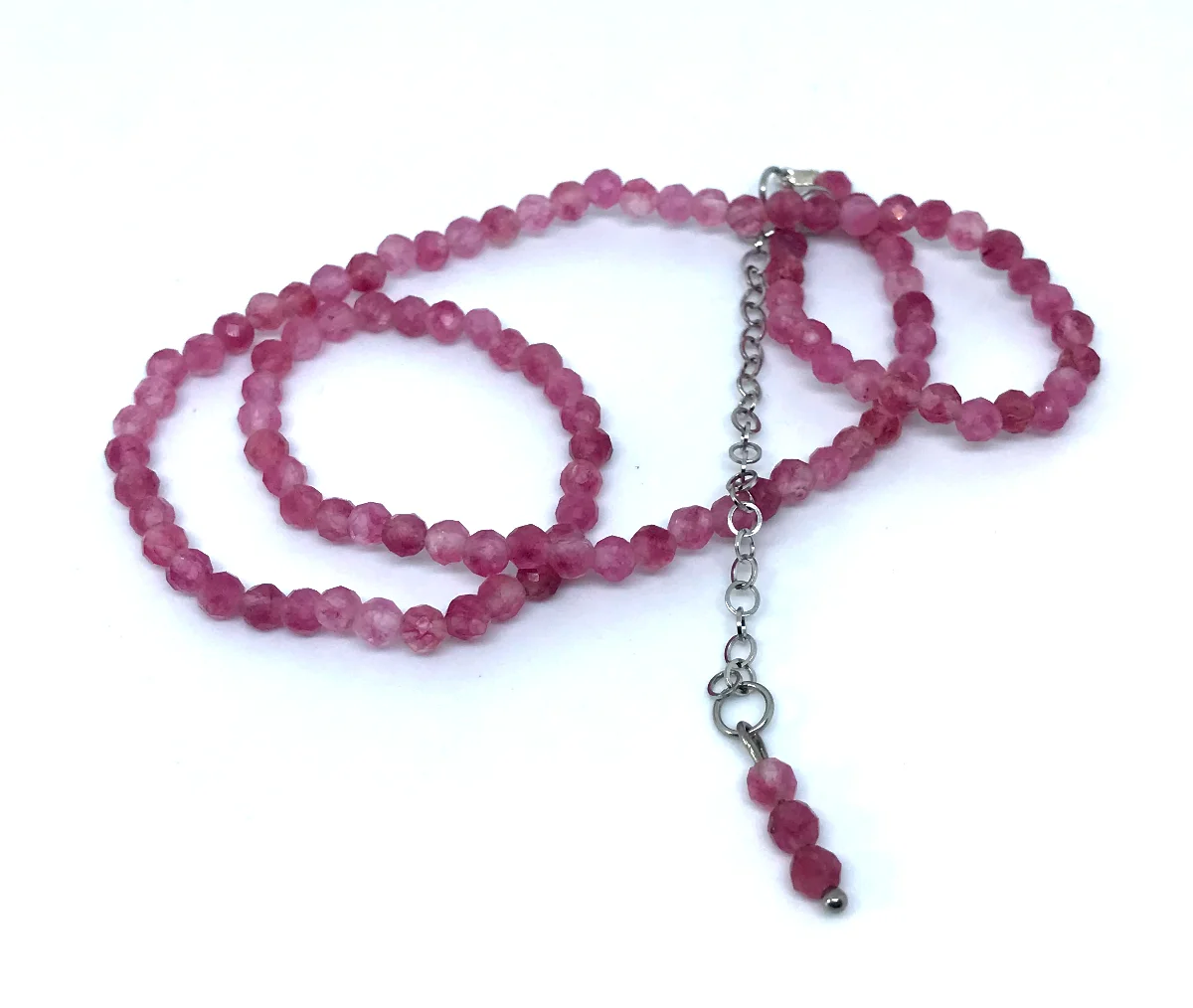 Choker Colar com Turmalinas Rosa Facetadas e Aço Inox - Imagem 1