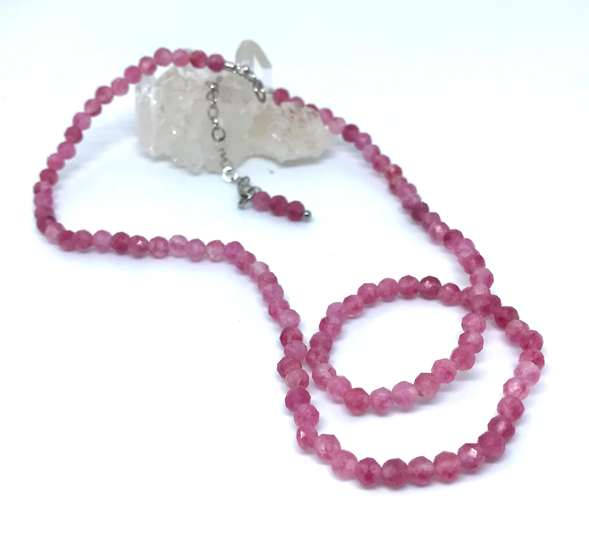 Choker Colar com Turmalinas Rosa Facetadas e Aço Inox - Imagem 4