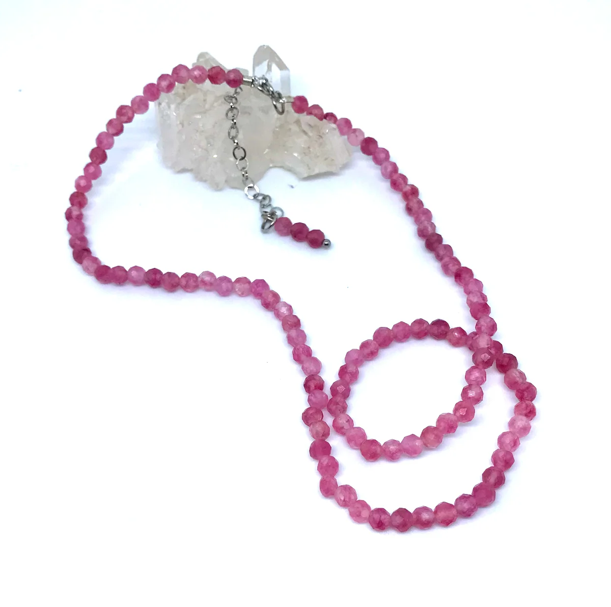 Choker Colar com Turmalinas Rosa Facetadas e Aço Inox - Imagem 3