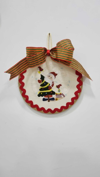 Bastidor Papai Noel Bordado | Enfeite de Natal Artesanal | D