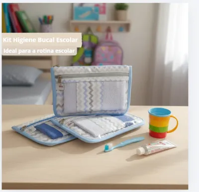 Kit Higiene Bucal Escolar Compacto às Aulas Menino