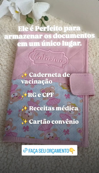 Porta Caderneta de Vacinação do Bebê Personalizado Menina - Imagem 5