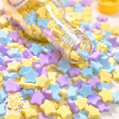 Confeito Fake Mini Estrelas Coloridas em Biscuit para Laços e Artesanato - Garrafinha 30g