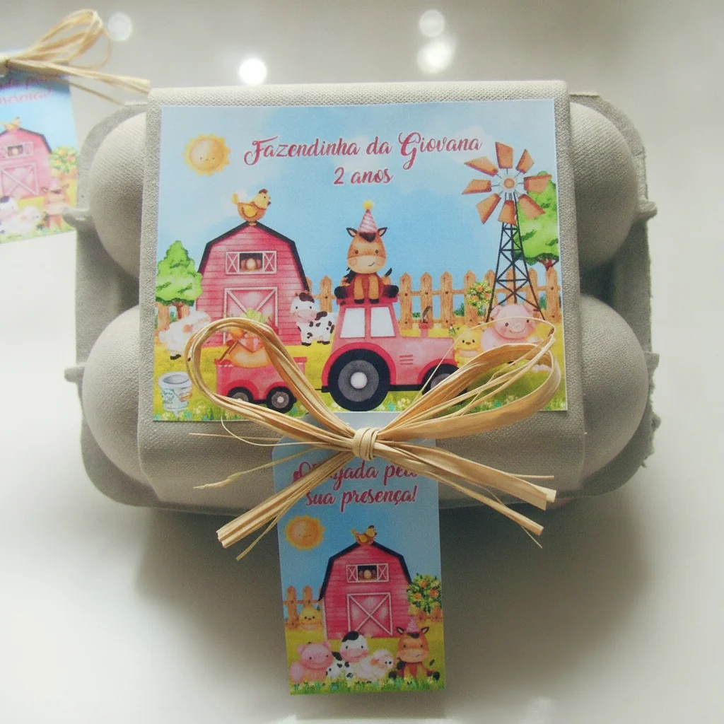 Caixinha de Ovos Fazendinha Rosa - Imagem 1