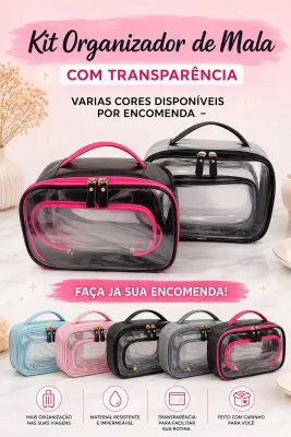 kit organizador de mala com transparencia