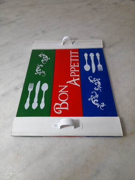 Bandeja de Madeira Reciclada Pintura Colorida - Imagem 2