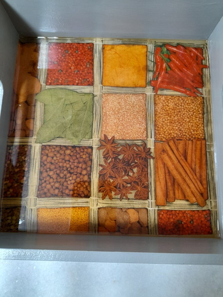 Bandeja em mdf Cinza Decorado com Imagem de Sementes - Imagem 4