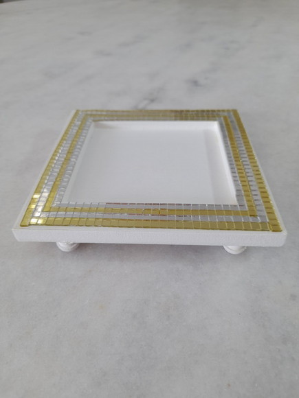 Bandeja para Lavabo em mdf Decorado com Mini Espelho - Imagem 2