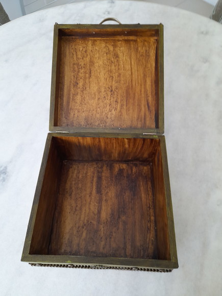Caixa Bau em mdf Decorado com Papel Textura Verde - Imagem 4