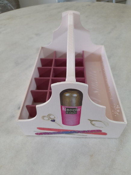 Caixa Cesto para Esmaltes em mdf Rosa, Várias Divisões - Imagem 2