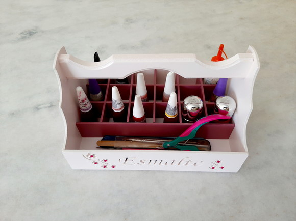 Caixa Cesto para Esmaltes em mdf Rosa, Várias Divisões - Imagem 5
