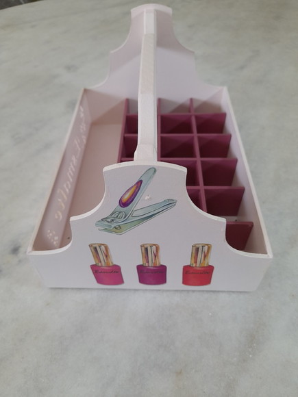 Caixa Cesto para Esmaltes em mdf Rosa, Várias Divisões - Imagem 3