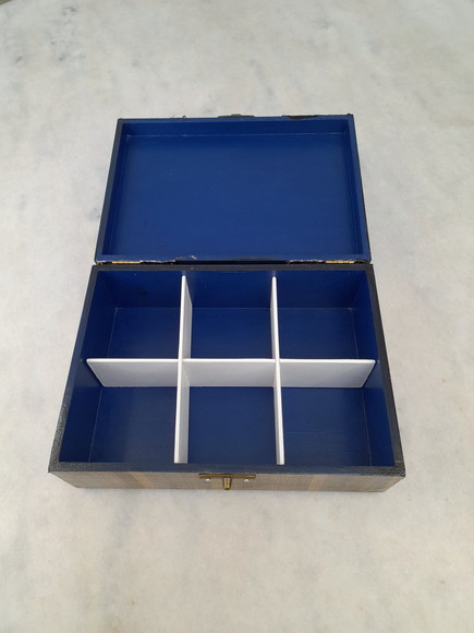 Caixa em mdf Azul Marinho Decorado com Latonagem - Imagem 4