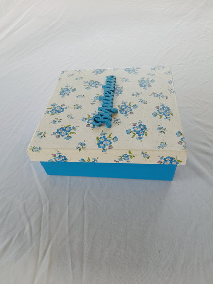 Caixa em mdf Branca e Azul para Joia/biju c/ 2 Divis[orias - Imagem 2