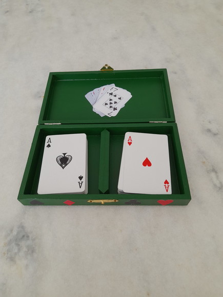 Caixa em mdf para Baralho na Cor Verde com Duas Divisórias - Imagem 5