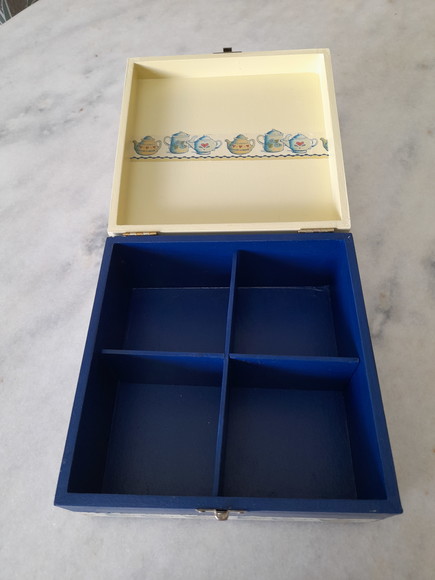 Caixa em mdf para Chá Azul Marinho e Mineral c/ 4 Divisórias - Imagem 4