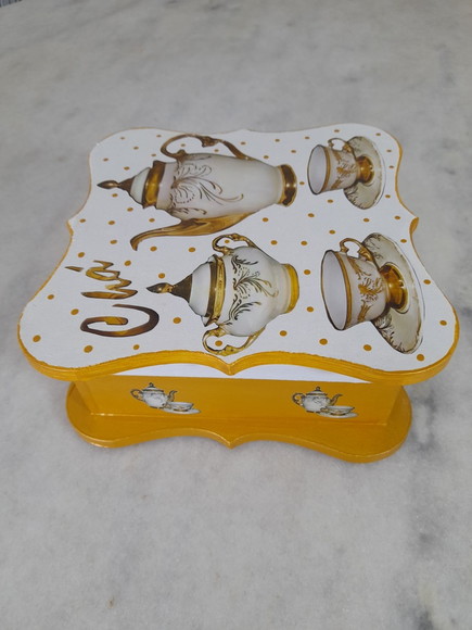 Caixa em mdf para Chá Branco e Dourado - Imagem 2
