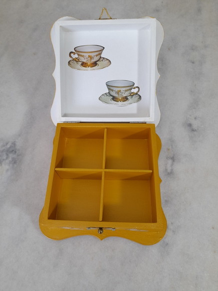 Caixa em mdf para Chá Branco e Dourado - Imagem 4