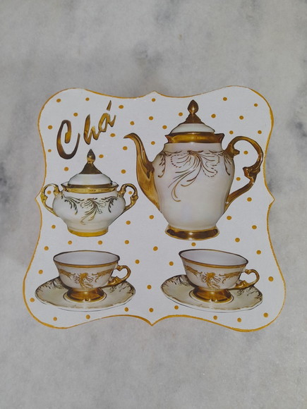 Caixa em mdf para Chá Branco e Dourado - Imagem 3