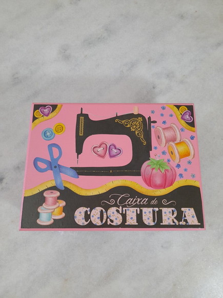 Caixa em mdf para Costura Preta e Rosa - Imagem 3
