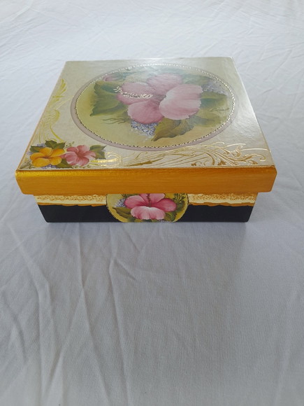 Caixa em mdf para Joia / Bijuteria Decoração Floral - Imagem 2