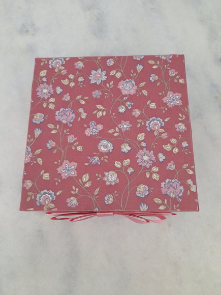 Caixa em mdf para Joia / Bijuteria Estampado Rosa c/ 2 Div - Imagem 2