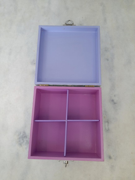 Caixa em mdf para Joia/bijuteria Branca e Lilás com Floral - Imagem 5