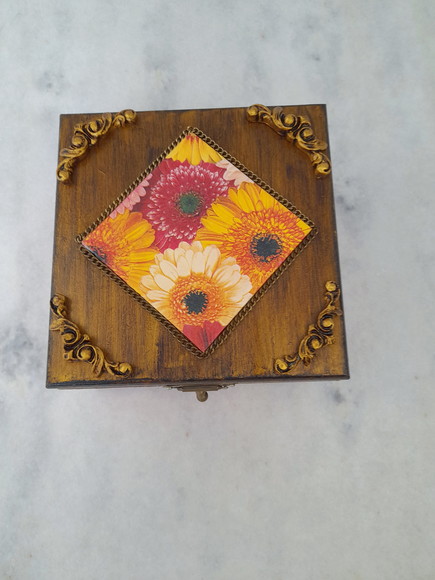 Caixa em mdf para Joia/bijuteria Floral Envelhecida - Imagem 3