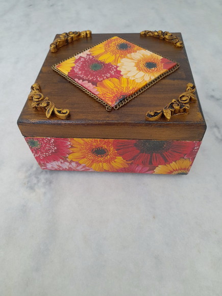 Caixa em mdf para Joia/bijuteria Floral Envelhecida - Imagem 2