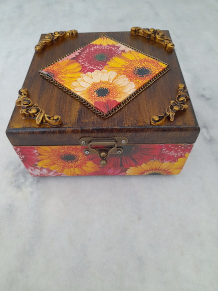 Caixa em mdf para Joia/bijuteria Floral Envelhecida