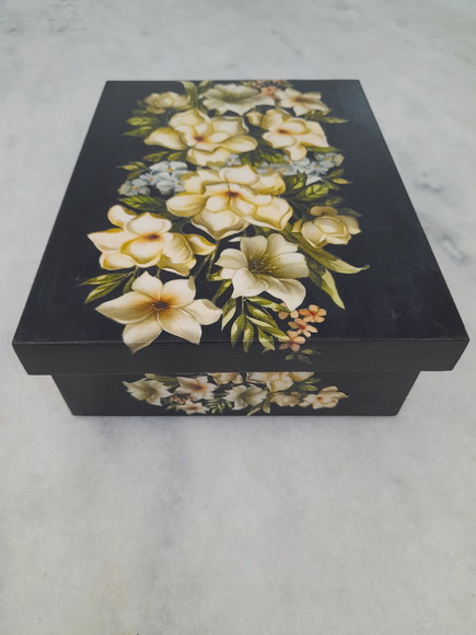 Caixa em mdf para Joia/bijuteria Preta Detalhe Floral1 - Imagem 2