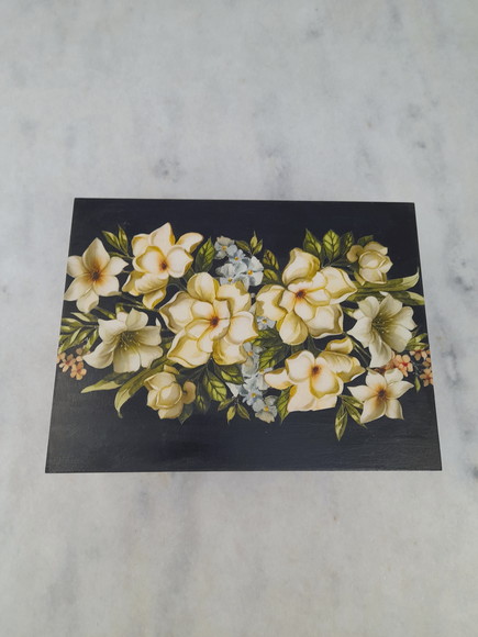 Caixa em mdf para Joia/bijuteria Preta Detalhe Floral1 - Imagem 3