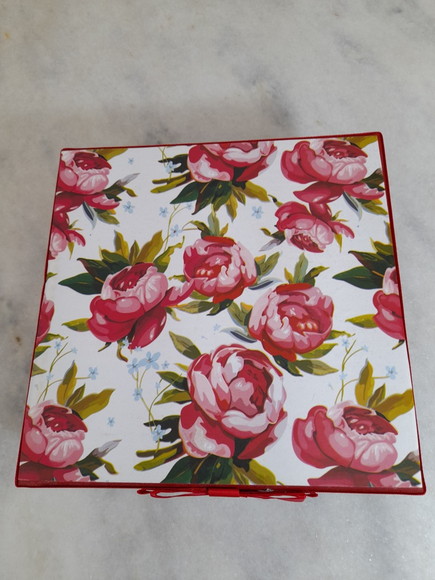 Caixa em mdf para Joia/bijuteria Preta e Vermelha Floral - Imagem 3